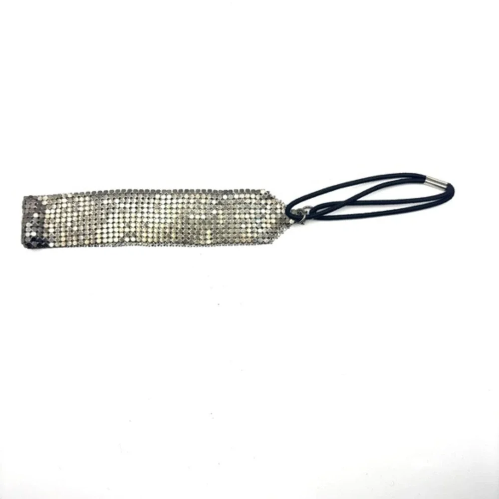 Vintage‎ Goody Silver Metal Mesh Elastic Headband Glam Rock Retro 80s
